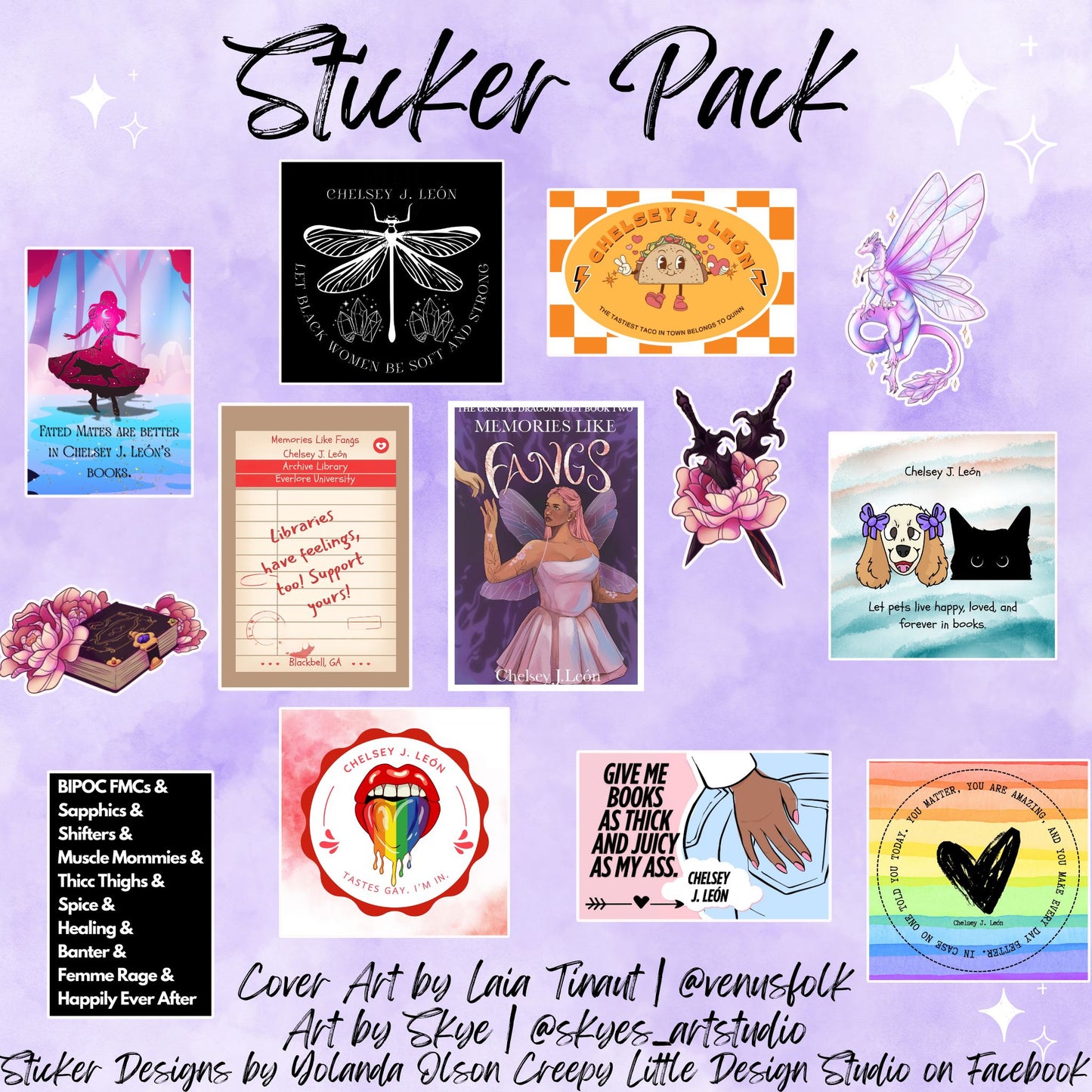 Memories Like Fangs Signed Paperback, Art Pack, + Sticker Bundle