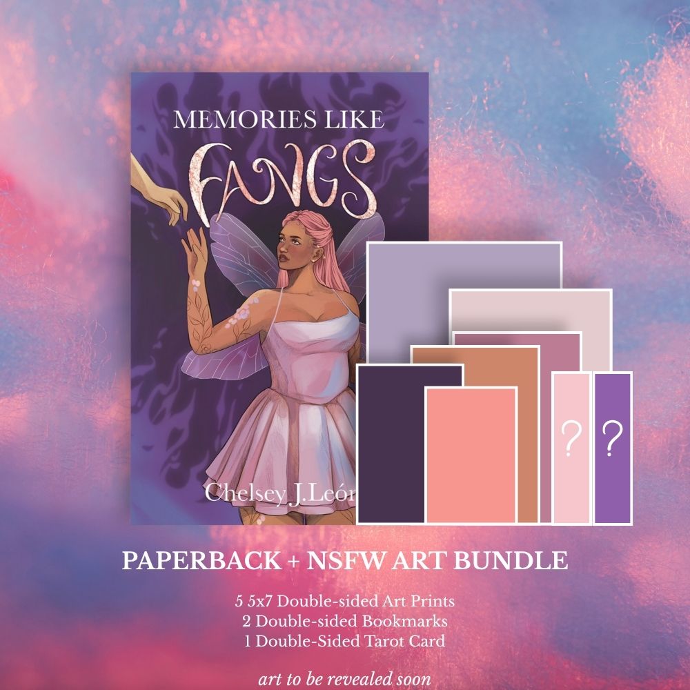Preorder the Signed Memories Like Fangs Paperback + Art Pack Bundle!