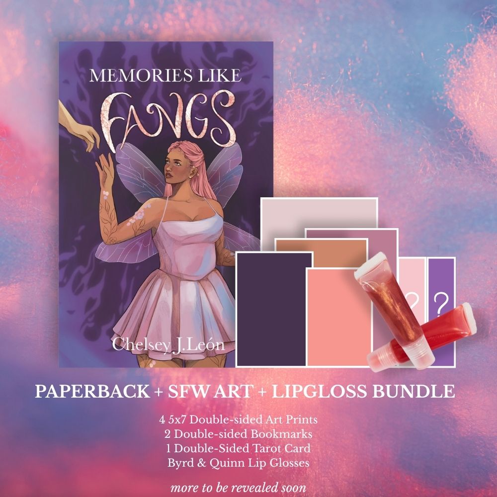 Preorder the Signed Memories Like Fangs Paperback, Art, and Lip Gloss Bundle!