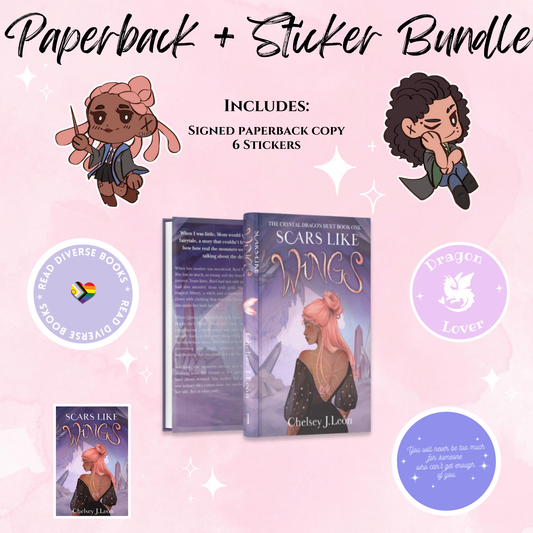 Scars Like Wings Signed Paperback + Sticker Pack Bundle