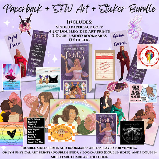 Memories Like Fangs Signed Paperback, Art Pack, + Sticker Bundle