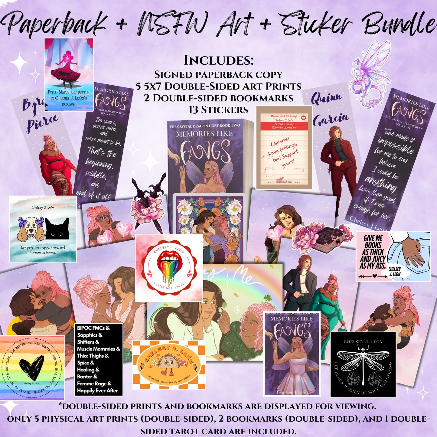 Memories Like Fangs Signed Paperback, Art Pack, + Sticker Bundle