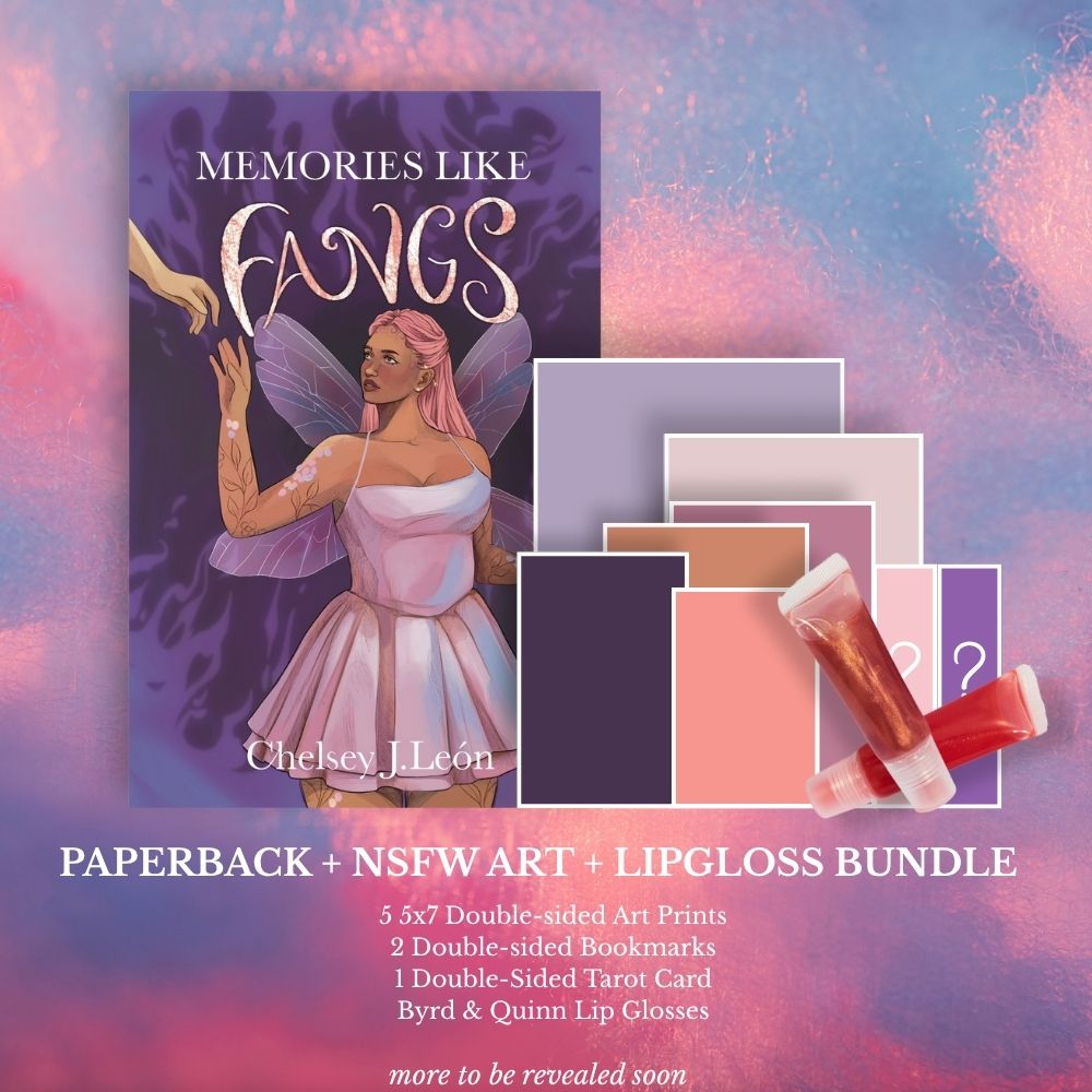Preorder the Signed Memories Like Fangs Paperback, Art, and Lip Gloss Bundle!