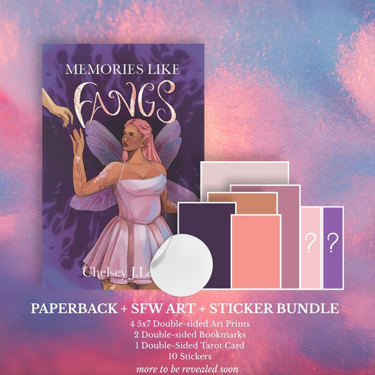 Preorder the Memories Like Fangs Signed Paperback, Art Pack, and Sticker Bundle!