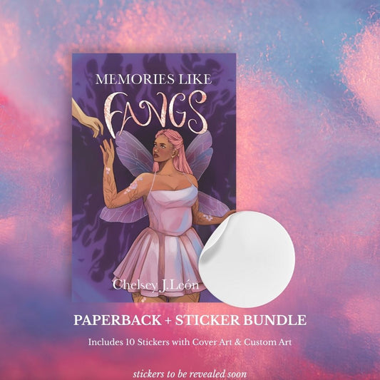 Preorder the Memories Like Fangs Signed Paperback + Sticker Pack Bundle!